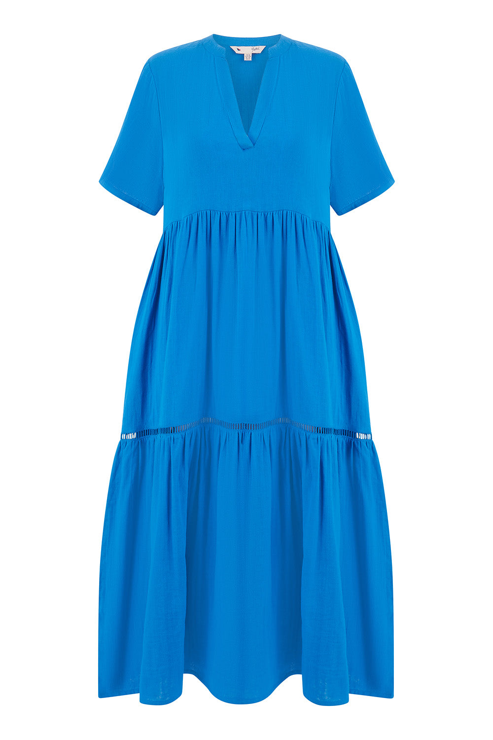 Yumi Blue Double Cotton Long Kaftan - QHA UK