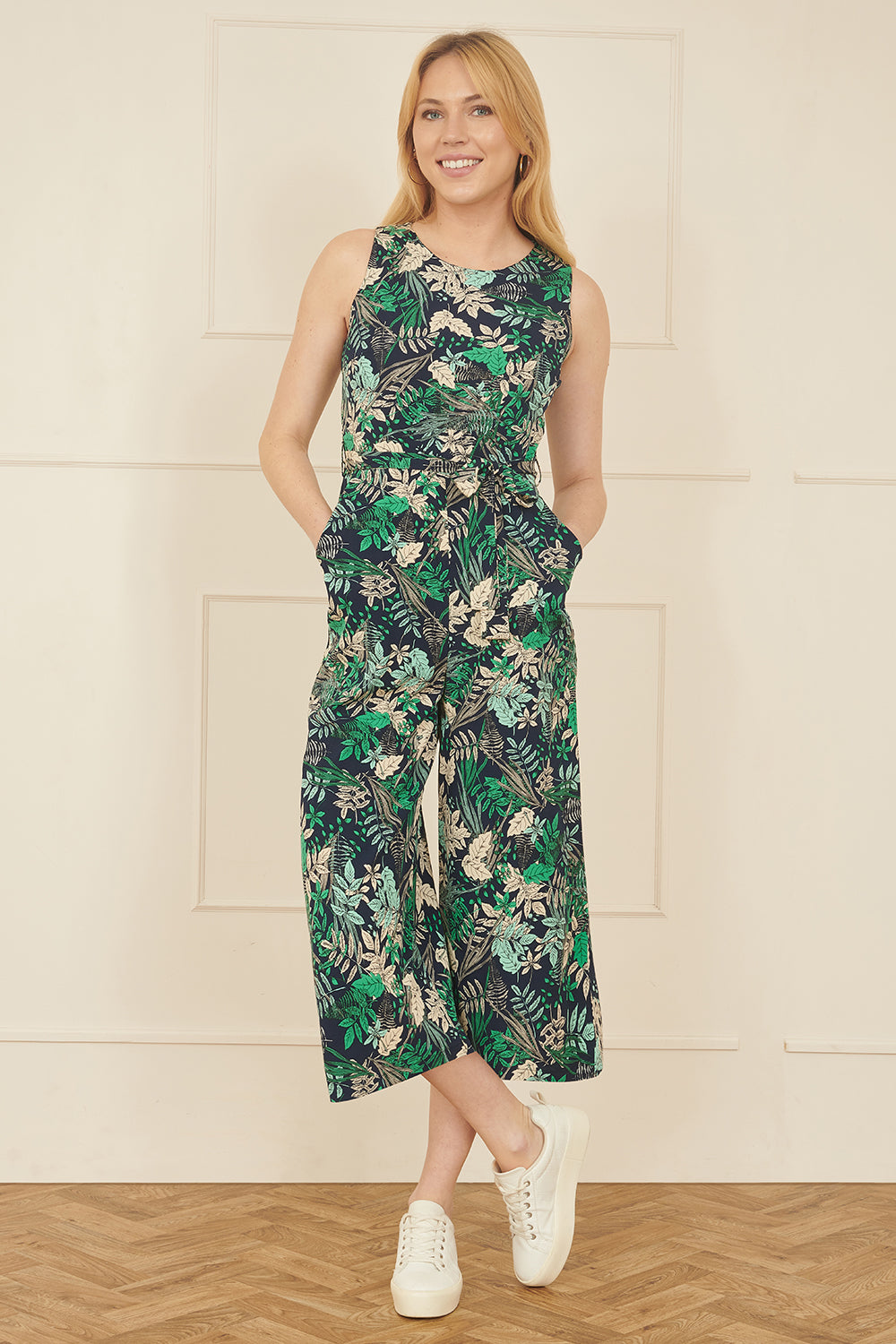 Yumi Green Leaf Culotte Jumpsuit - QHA UK
