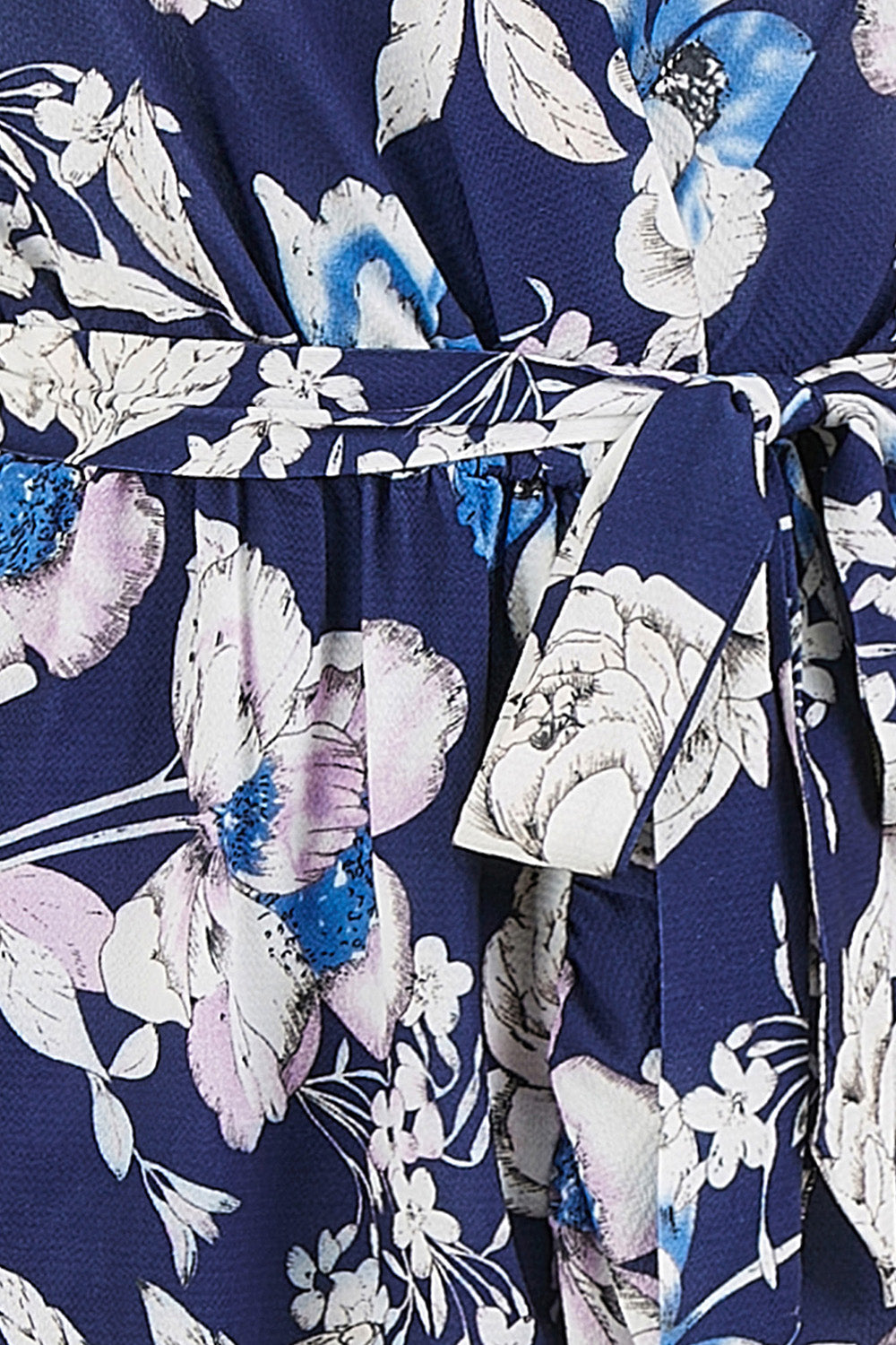 Yumi Navy Floral Midi Wrap Dress - QHA UK