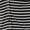 Yumi Black Striped Cotton Jersey Lettuce Trim T-Shirt - QHA UK