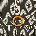 Yumi Black Abstract Geo Print Relaxed Midi Shirt Dress With Belt - QHA UK