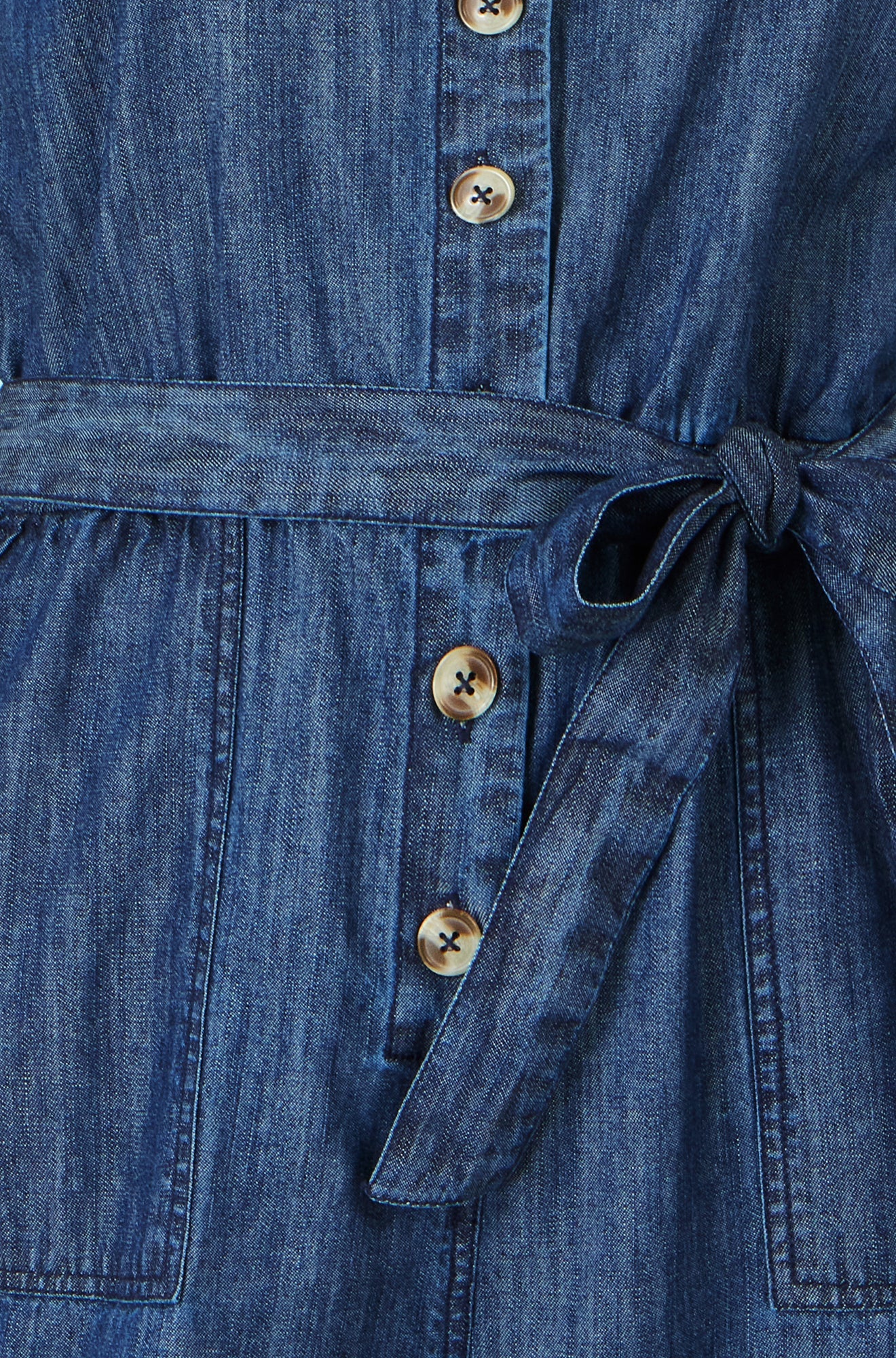 Yumi Blue Chambray Button Through Jumpsuit