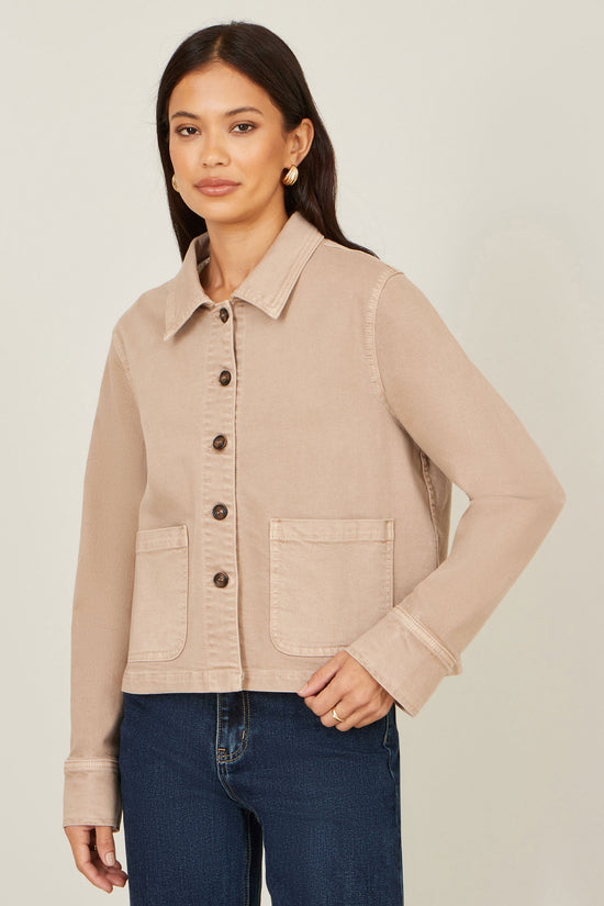 Yumi Beige Canvas Jacket With Patch Pockets - QHA UK