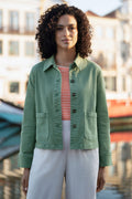 Yumi Green Canvas Jacket With Patch Pockets - QHA UK