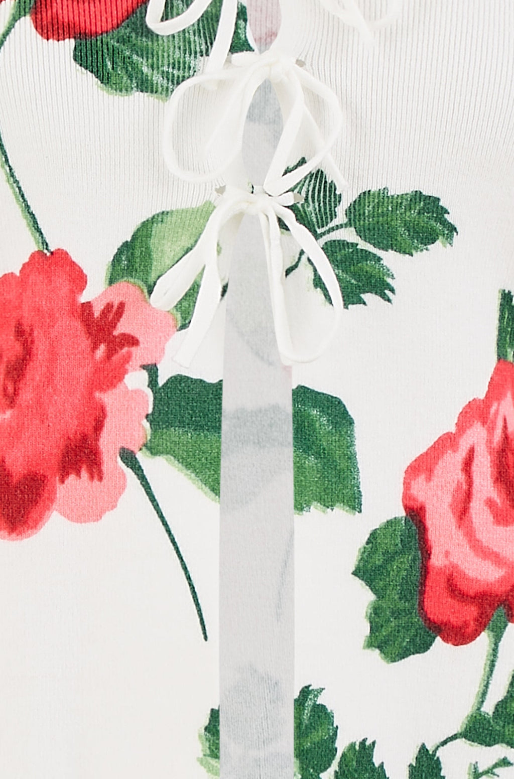 Yumi White Rose Print Cardigan With Tie Front