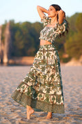 Yumi White Safari Animal Print Cotton Voile Midi Skirt Summer Holiday UK (6-18) - QHA UK