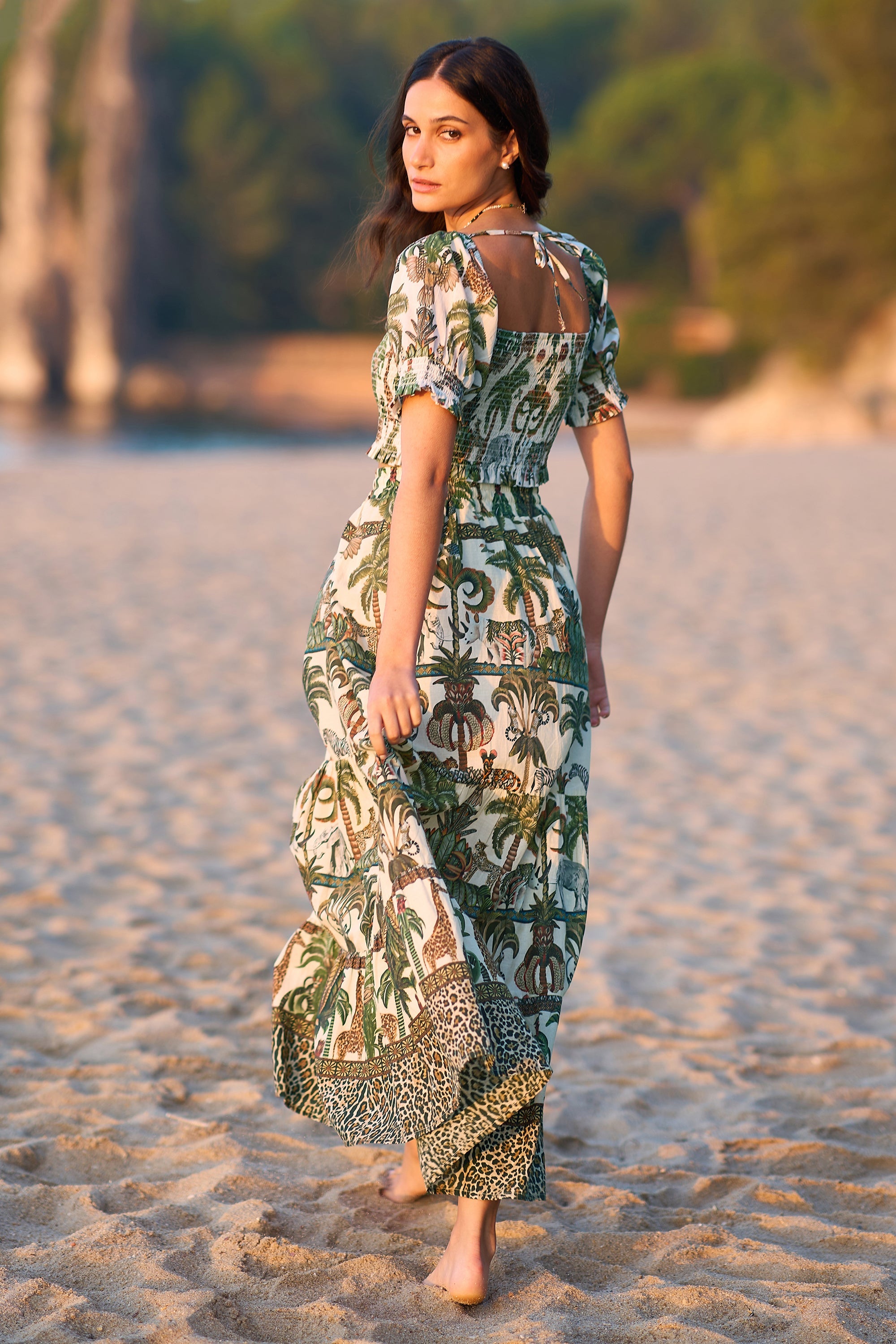 Yumi White Cotton Voile Safari Ruched Crop Top