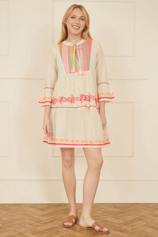 Yumi White Embroidered Cotton Tunic - QHA UK