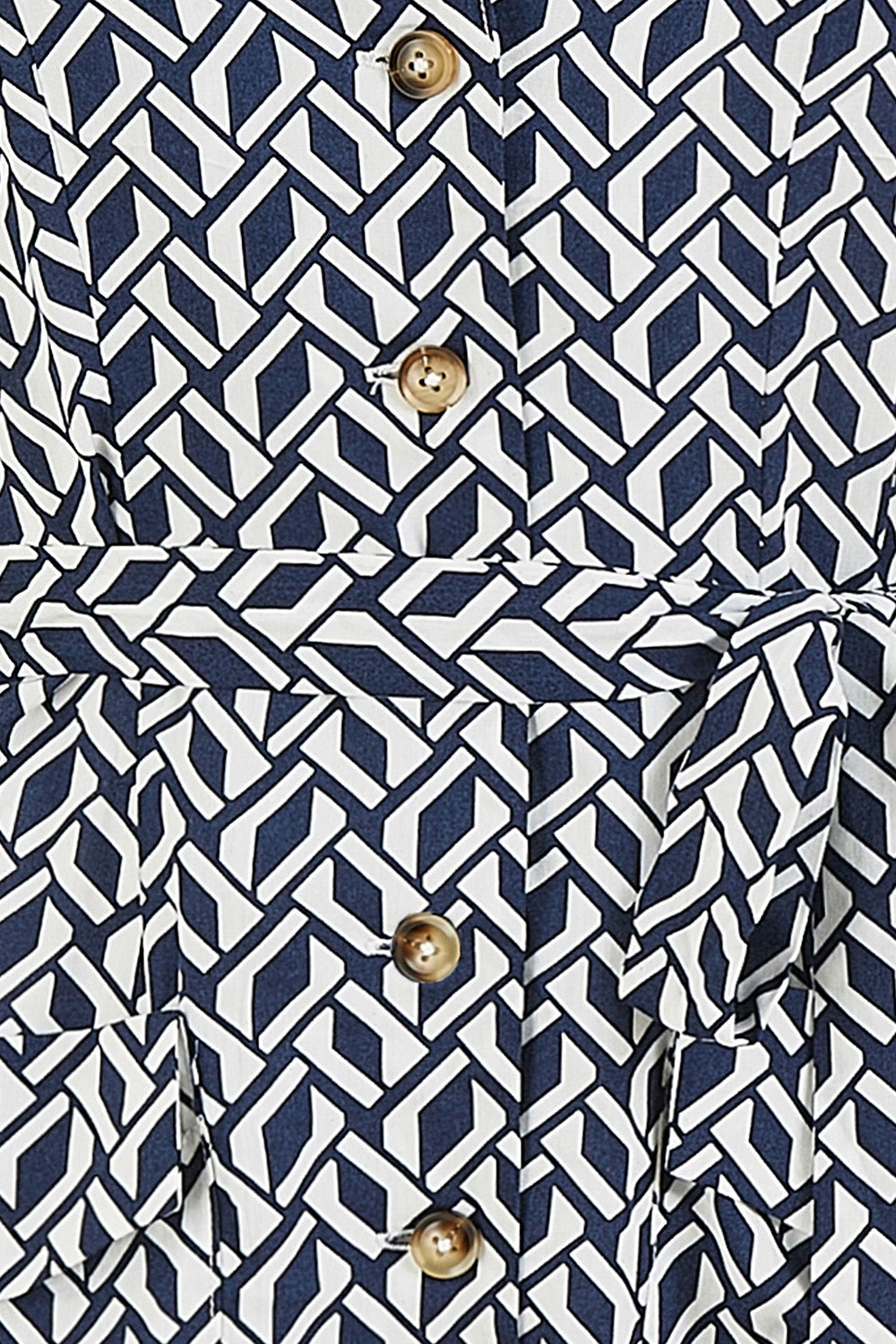Yumi Navy Geo Print Retro Style Shirt Dress - QHA UK