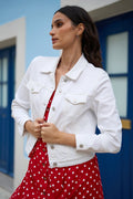 Yumi White Stretch Cotton Denim Jacket - QHA UK