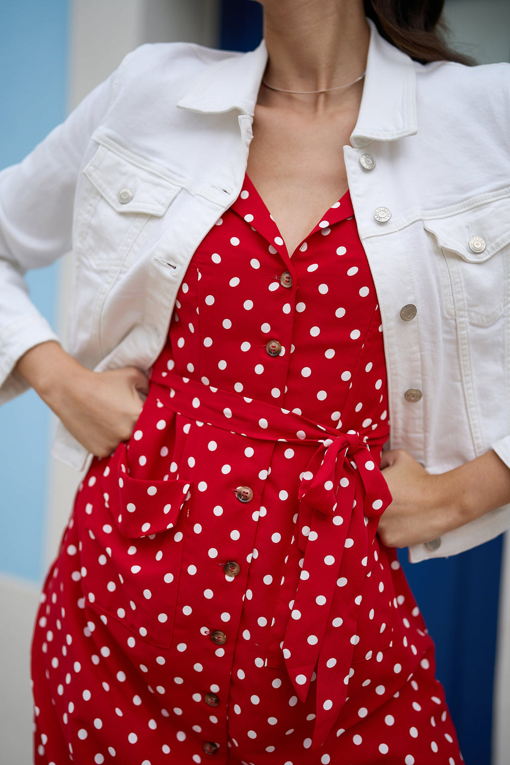 Yumi White Stretch Cotton Denim Jacket