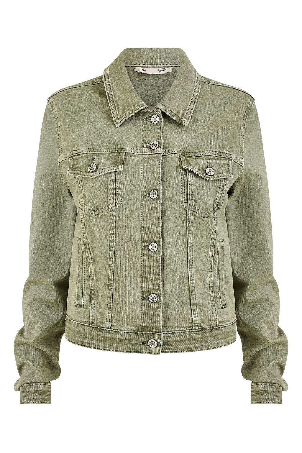 Yumi Green Stretch Cotton Denim Jacket - QHA UK