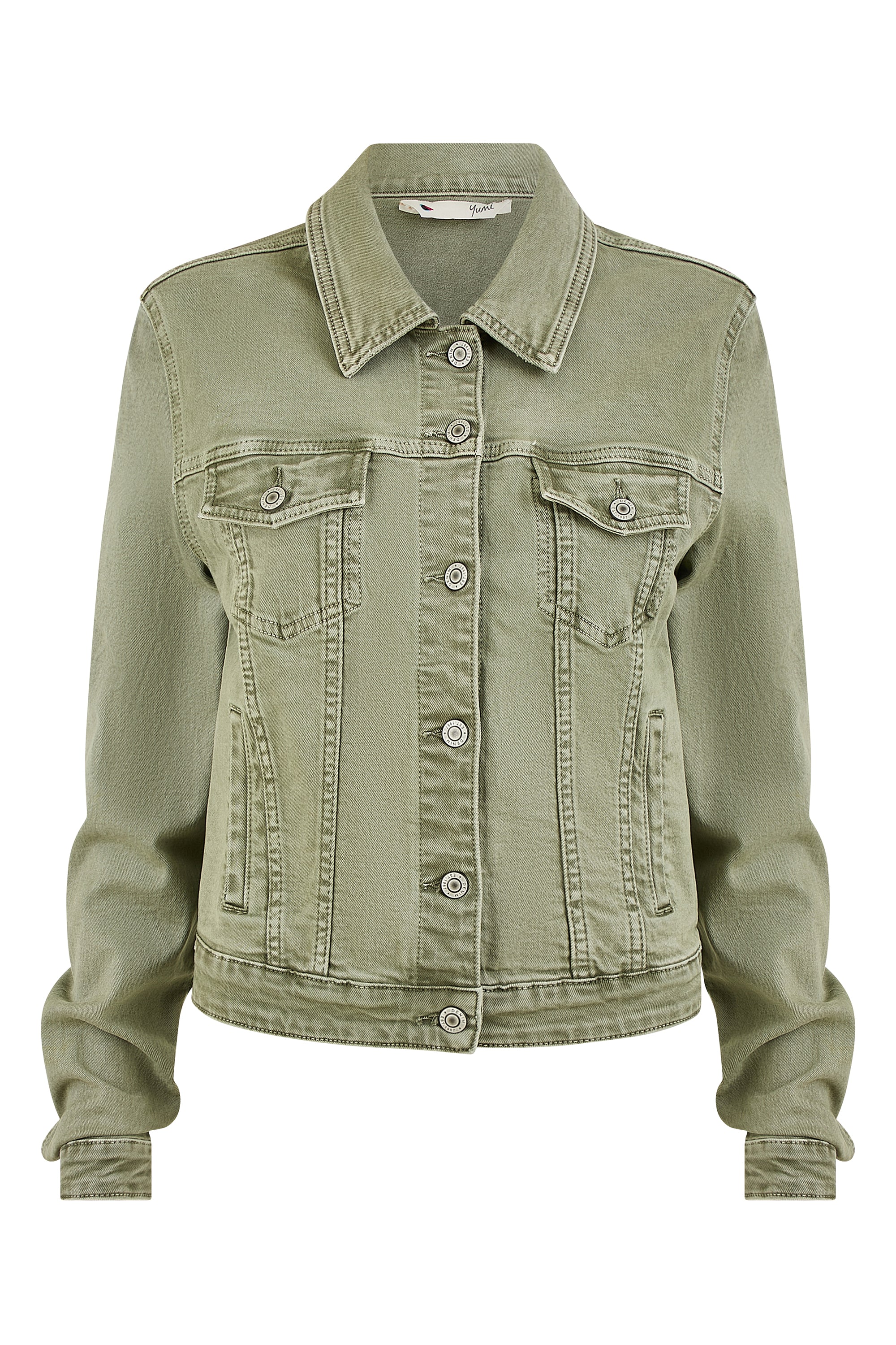 Yumi Green Stretch Cotton Denim Jacket - QHA UK