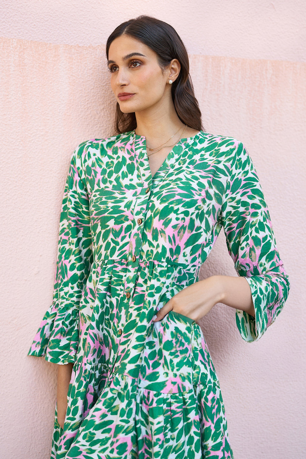 Yumi Green Leopard Print Tunic - QHA UK