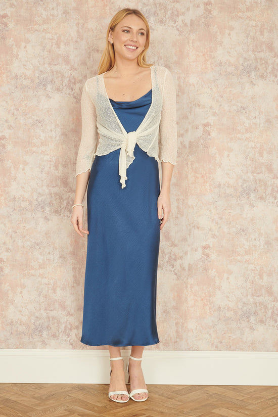 Yumi White Popcorn Yarn Tie Front Bolero - QHA UK