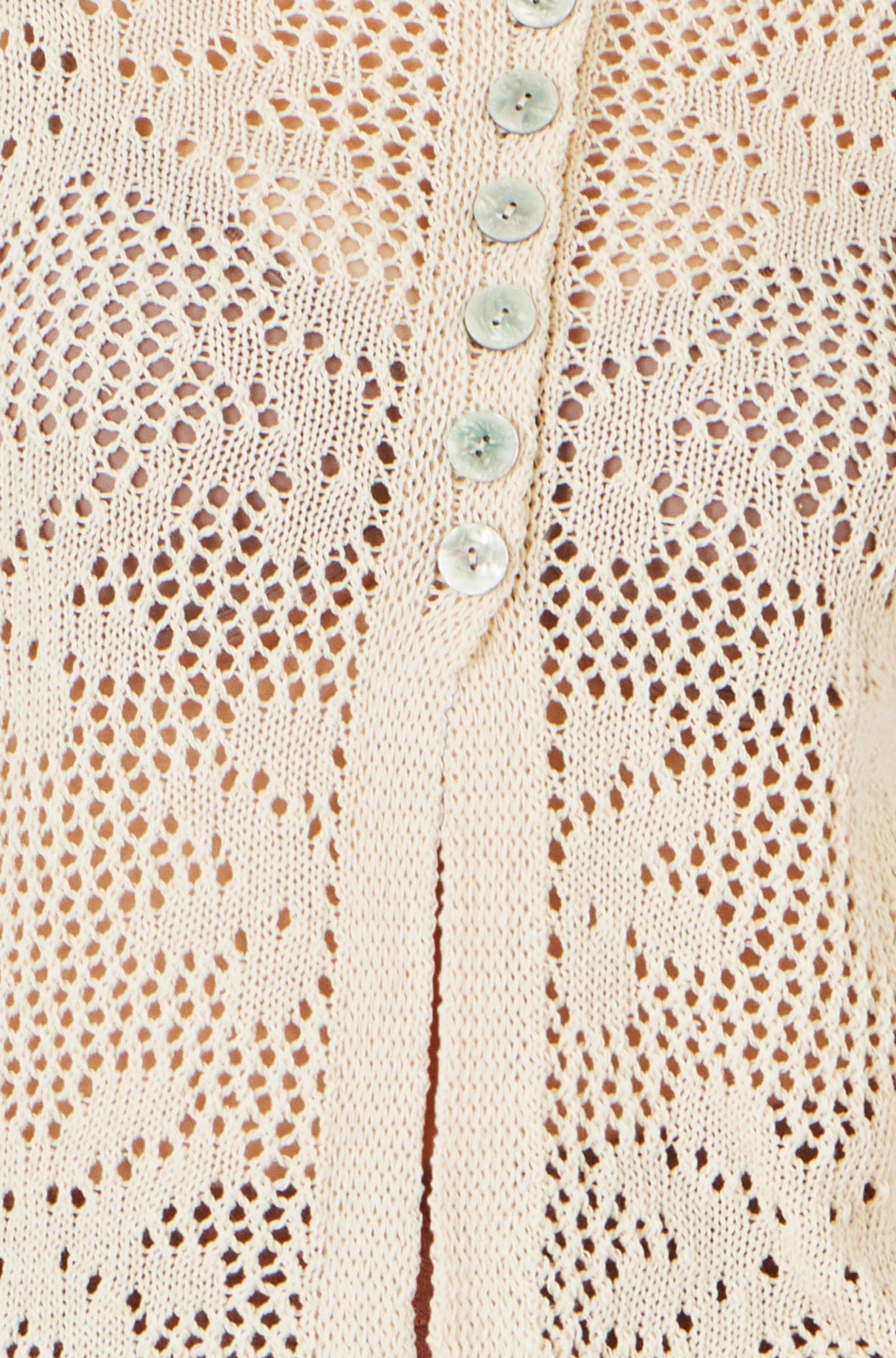 Yumi Beige Flower Crochet Button Up Cardigan