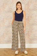 Yumi Brown Animal Print Relaxed Fit Trousers - QHA UK