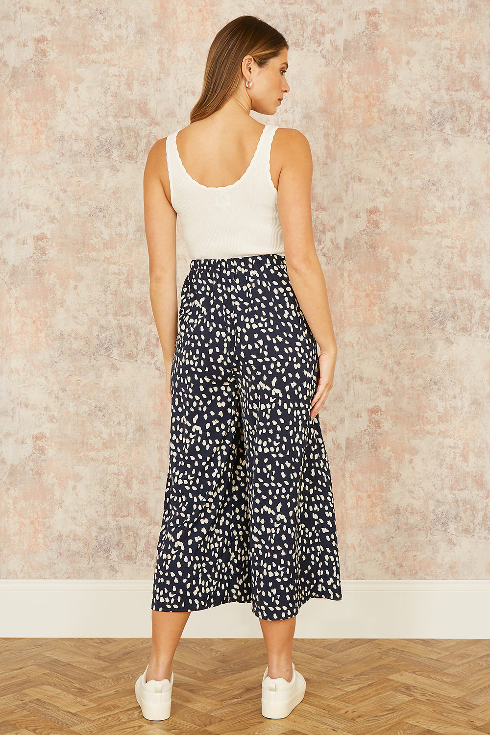 Yumi Navy Dash Print Culottes - QHA UK