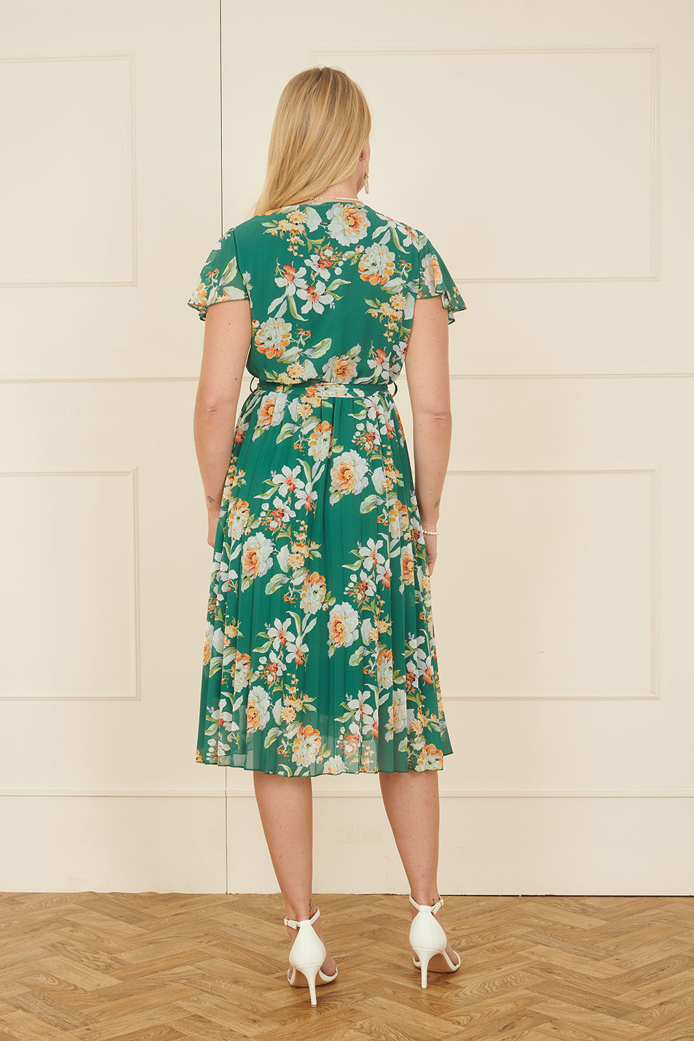 Yumi Green Floral Pleated Wrap Dress - QHA UK