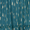 Yumi Teal Foil Print Ruched Waist Midi Dress With Tie Notch Neckline - QHA UK