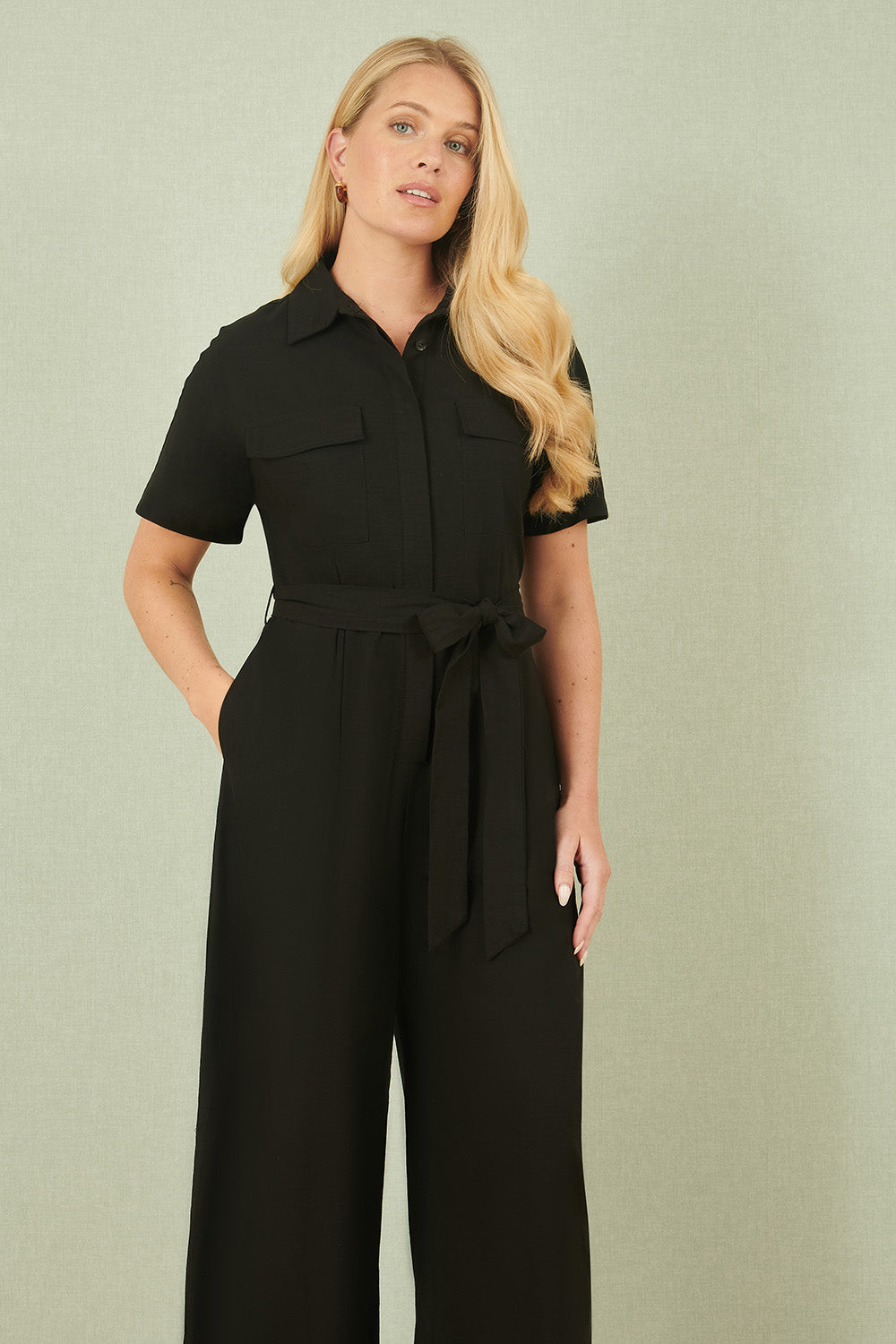 Yumi Black Utility Relaxed Fit Jumpsuit - QHA UK