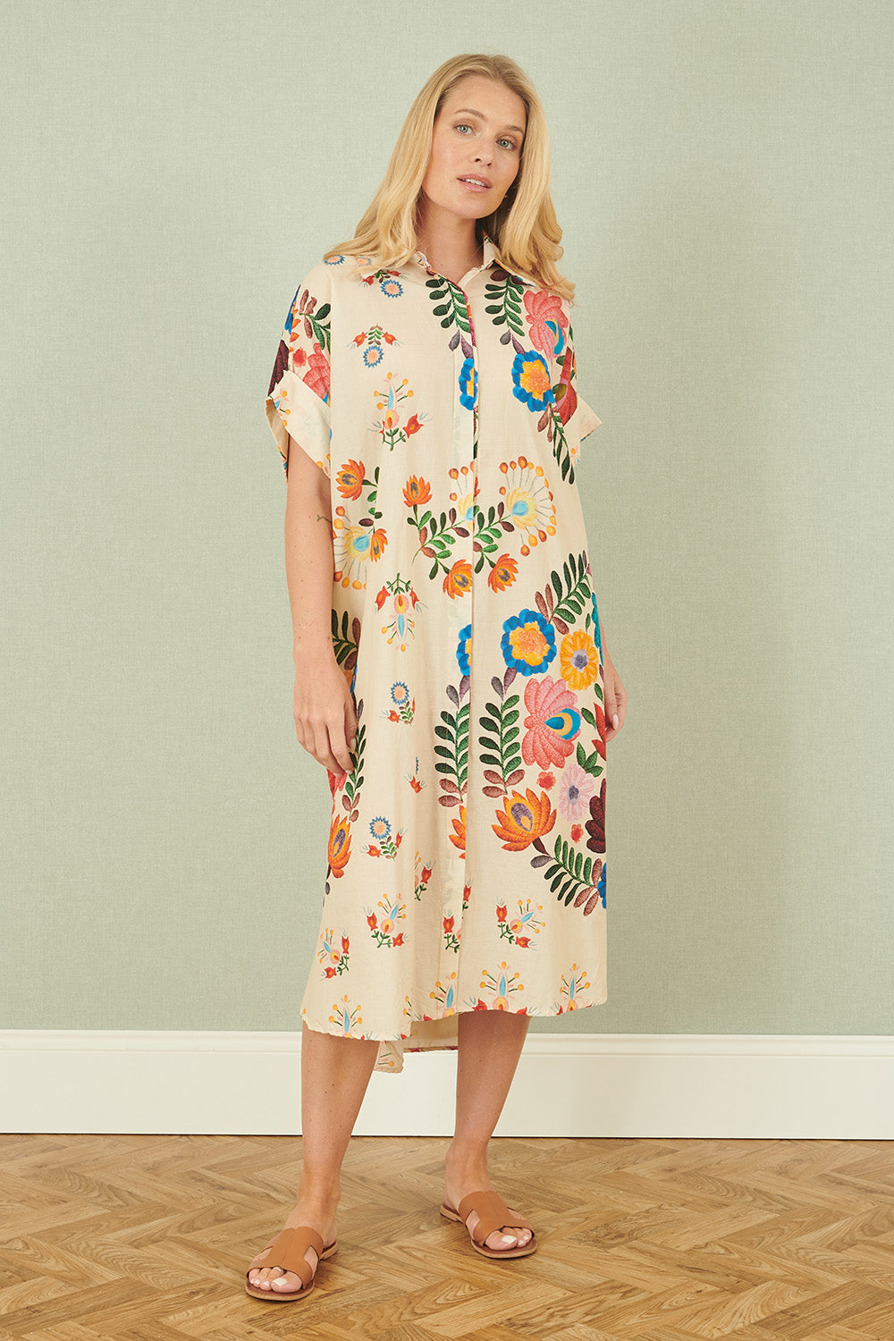 Yumi Multicoloured Folk Print Relaxed Tunic - QHA UK