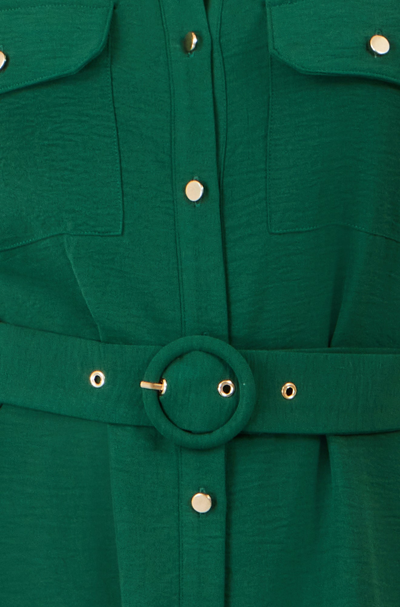 Yumi Green Stretch Midi Shirt Dress - additional view 6