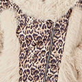 Yumi Cream Fur Biker Jacket With Leopard Print - QHA UK