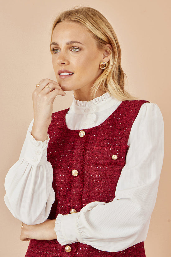 Yumi Burgundy Boucle Tunic Dress - QHA UK