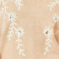 Yumi Oatmeal Floral Embroidered V Neck Relaxed Knitted Jumper - QHA UK