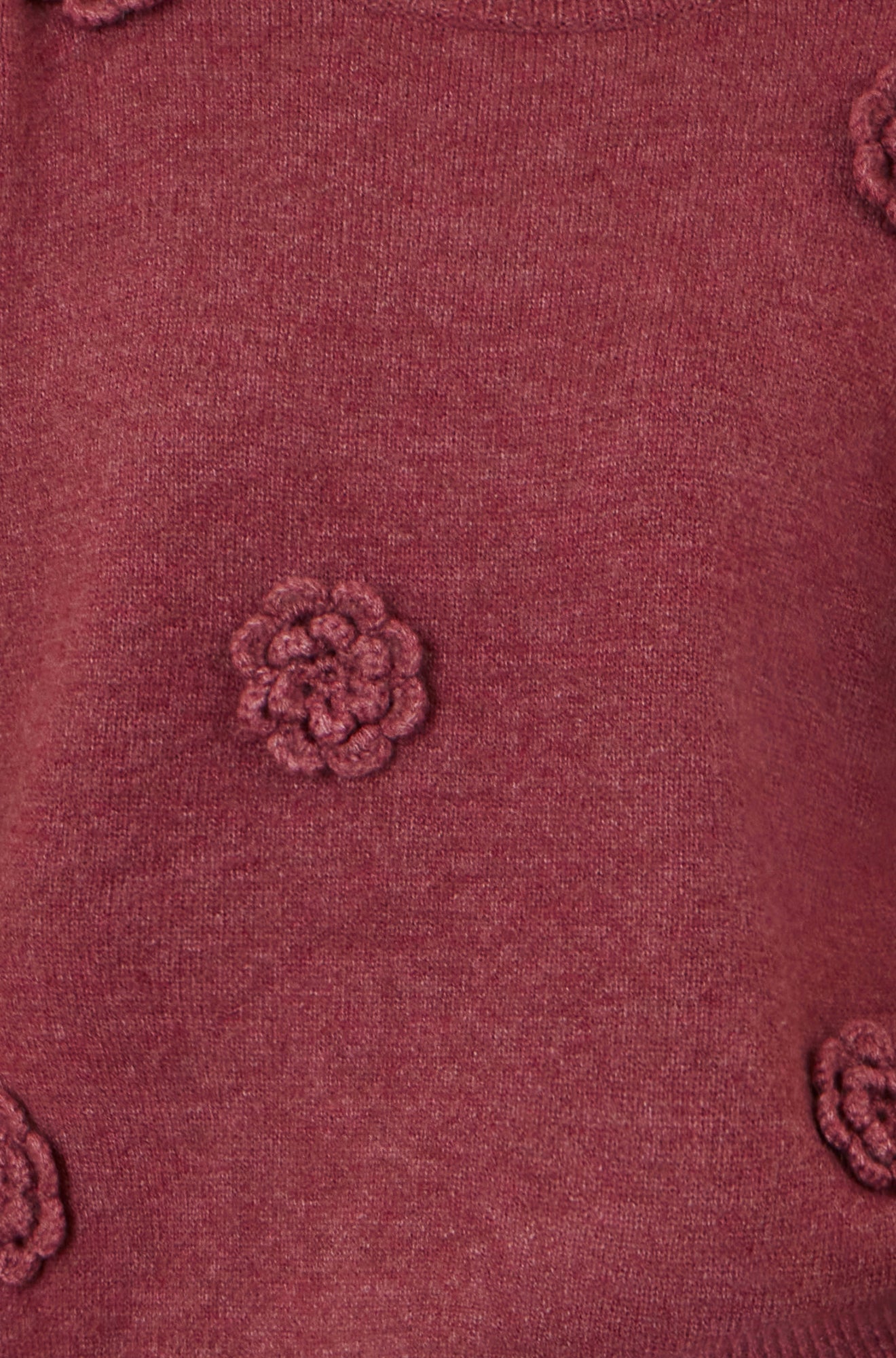 Yumi Burgundy Knitted Jumper With Crochet Flowers