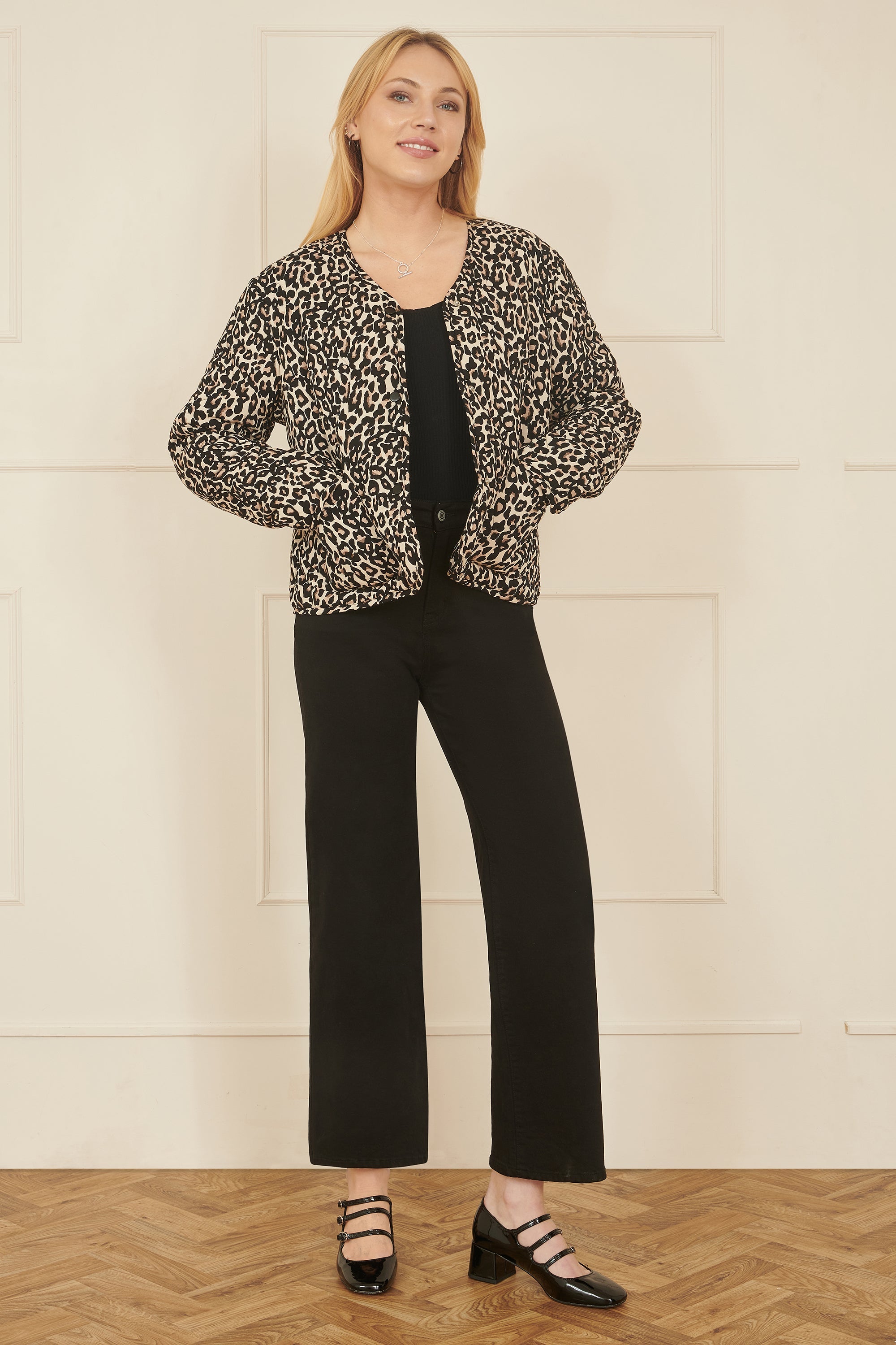 Yumi Brown Leopard Print Boxy Jacket - QHA UK