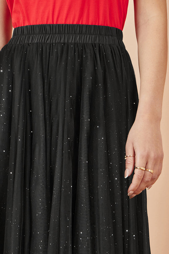 Yumi Black Sparkle Mesh Tulle Skirt - QHA UK