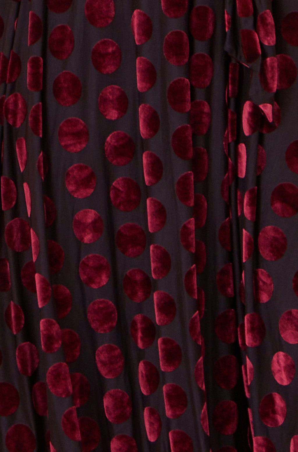 Yumi Burgundy Velour Spot Midi Skater Dress