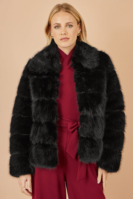 Yumi Black Luxe Faur Fur Coat - QHA UK