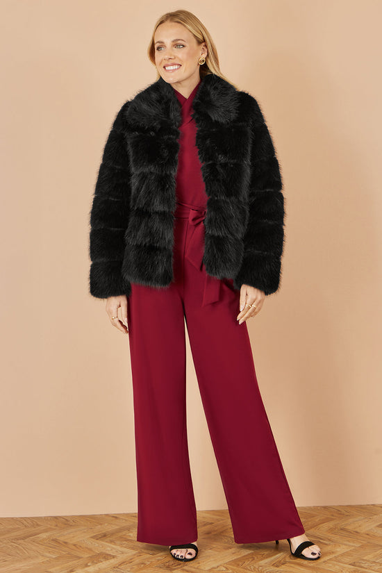 Yumi Black Luxe Faur Fur Coat - QHA UK
