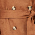 Yumi Brown Faux Suede Trench Coat - QHA UK