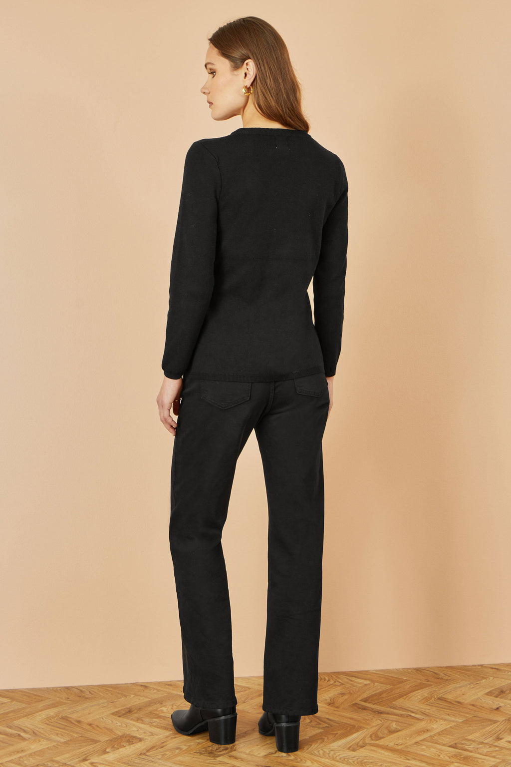 Yumi Black Knitted Fitted Button Down Peplum Cardigan