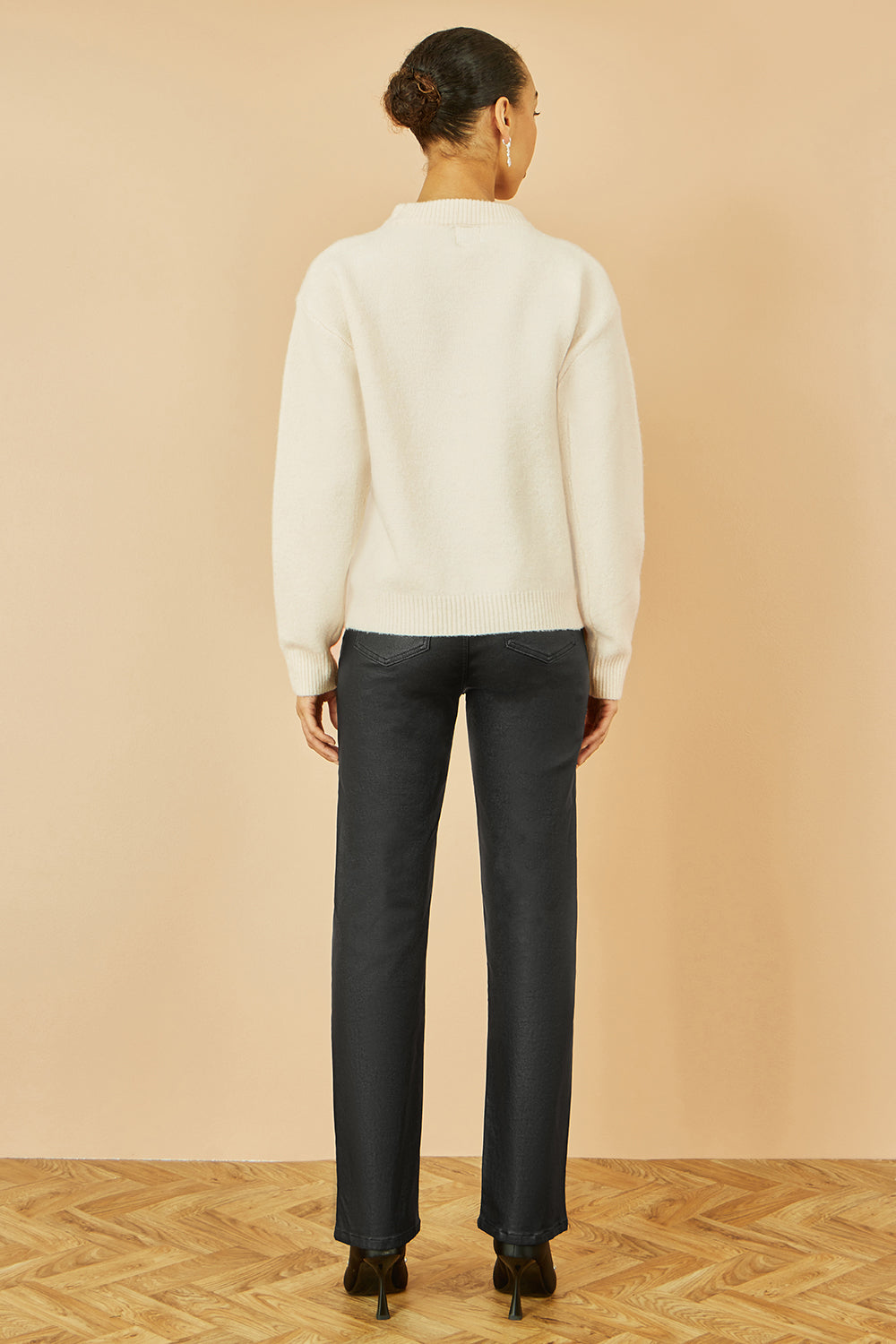 Yumi Cream Relaxed Knitted Jumper With Sequin Detail - QHA UK