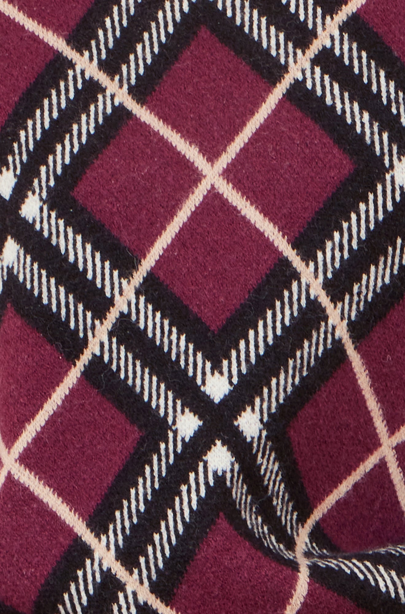 Yumi Burgundy Argyle Check Relaxed Jumper