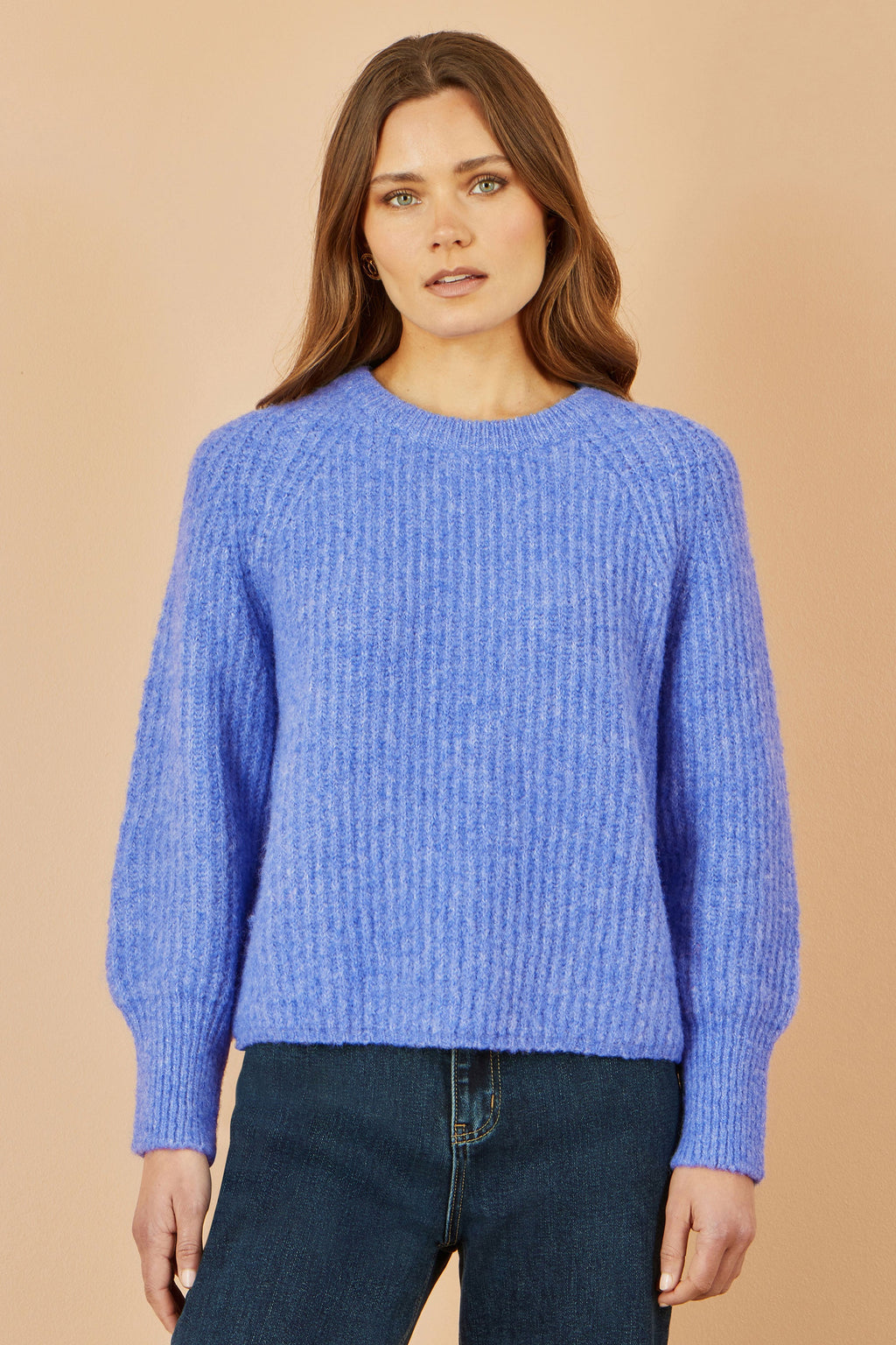 Yumi Blue Knitted Relax Fit Jumper