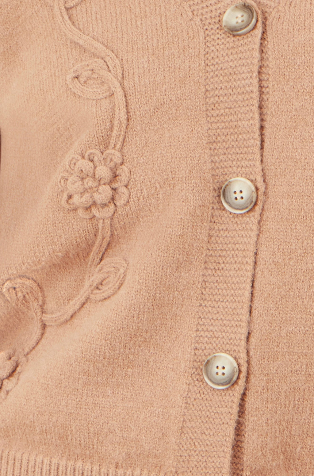 Yumi Brown Floral Embroidered Relaxed Fit Cardigan