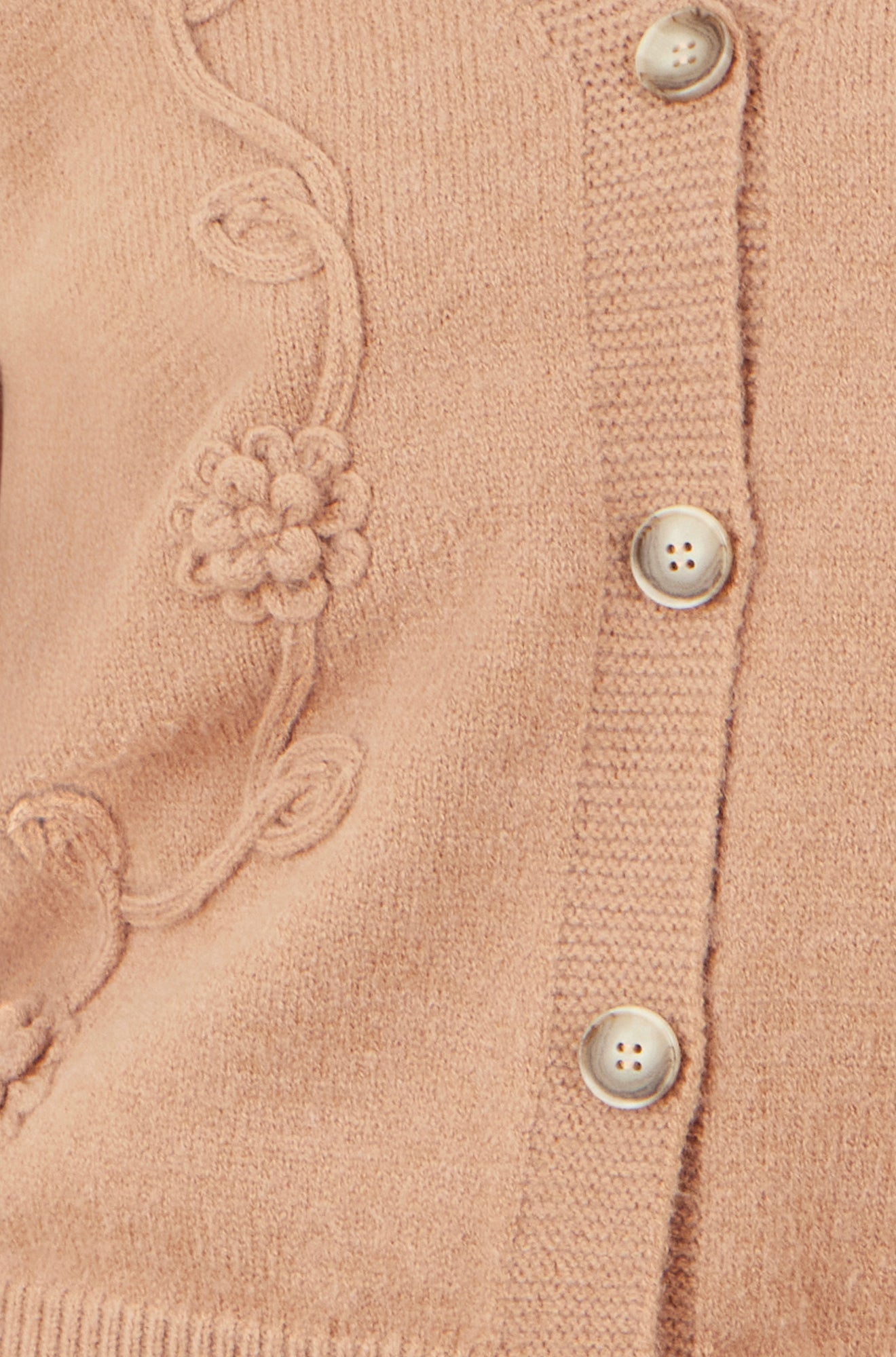 Yumi Brown Floral Embroidered Relaxed Fit Cardigan