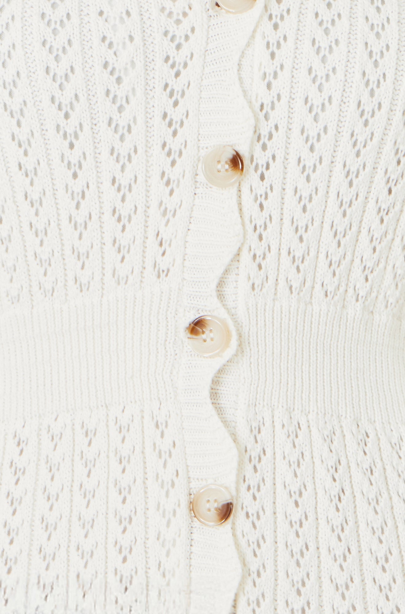 Yumi Ivory Cotton Scallop Crochet Knitted Dress