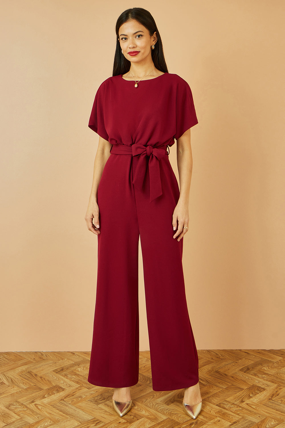 Yumi Burgundy Batwing Stretch Jumpsuit - QHA UK