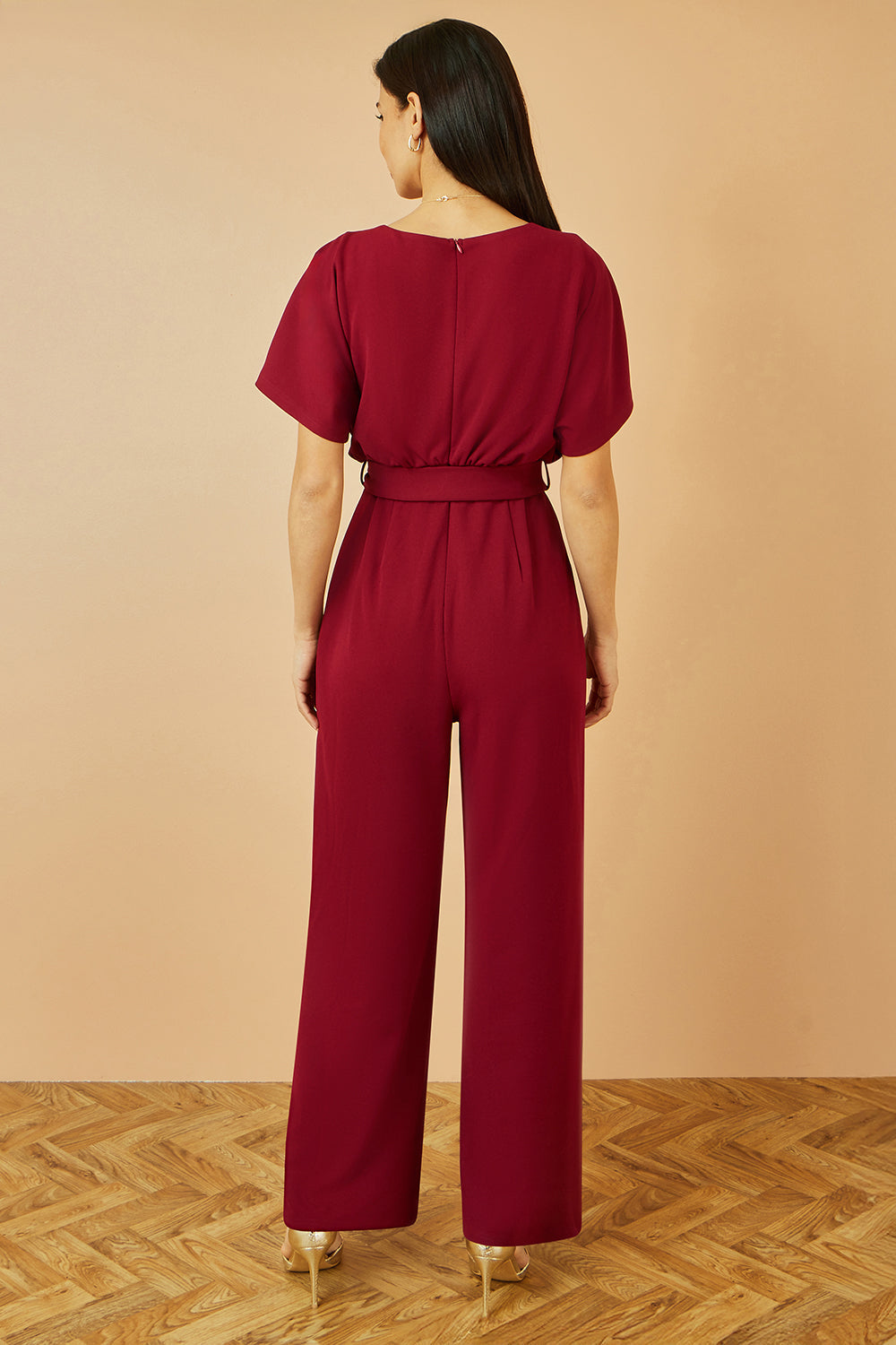 Yumi Burgundy Batwing Stretch Jumpsuit - QHA UK