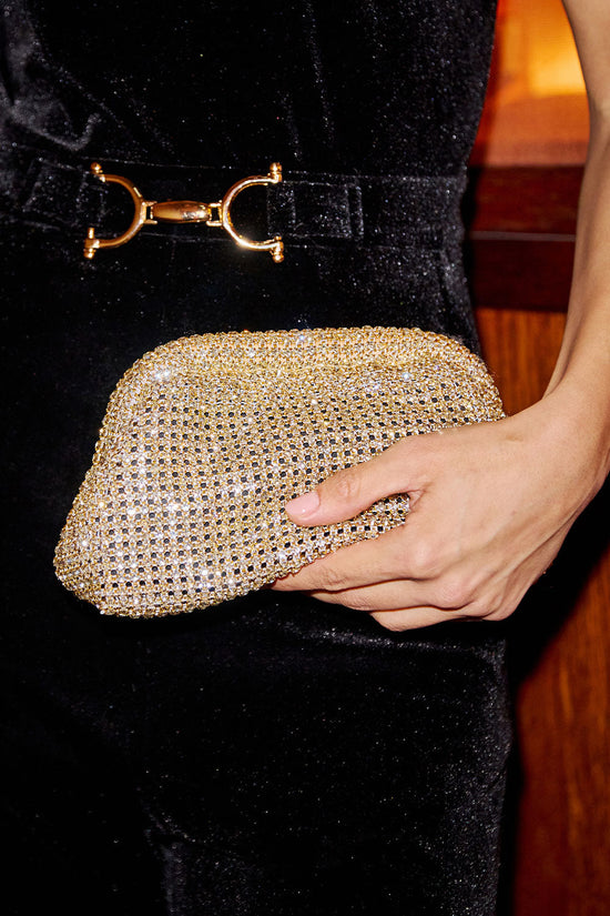 Yumi Gold Rhinestone Clutch Bag - QHA UK
