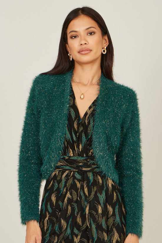 Yumi Green Metallic Fluffy Eyelash Bolero - QHA UK