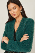 Yumi Green Metallic Fluffy Eyelash Bolero - QHA UK