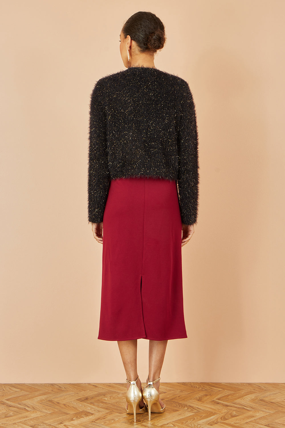 Yumi Black Metallic Fluffy Eyelash Bolero - QHA UK